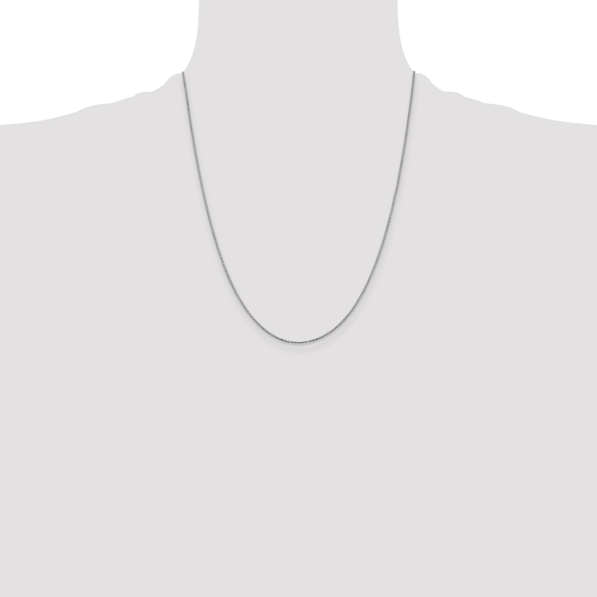 14K White Gold 22 inch .9mm Box with Spring Ring Clasp Chain
