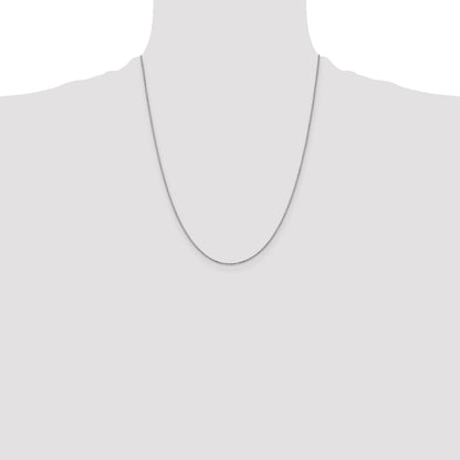 14K White Gold 22 inch .9mm Box with Spring Ring Clasp Chain