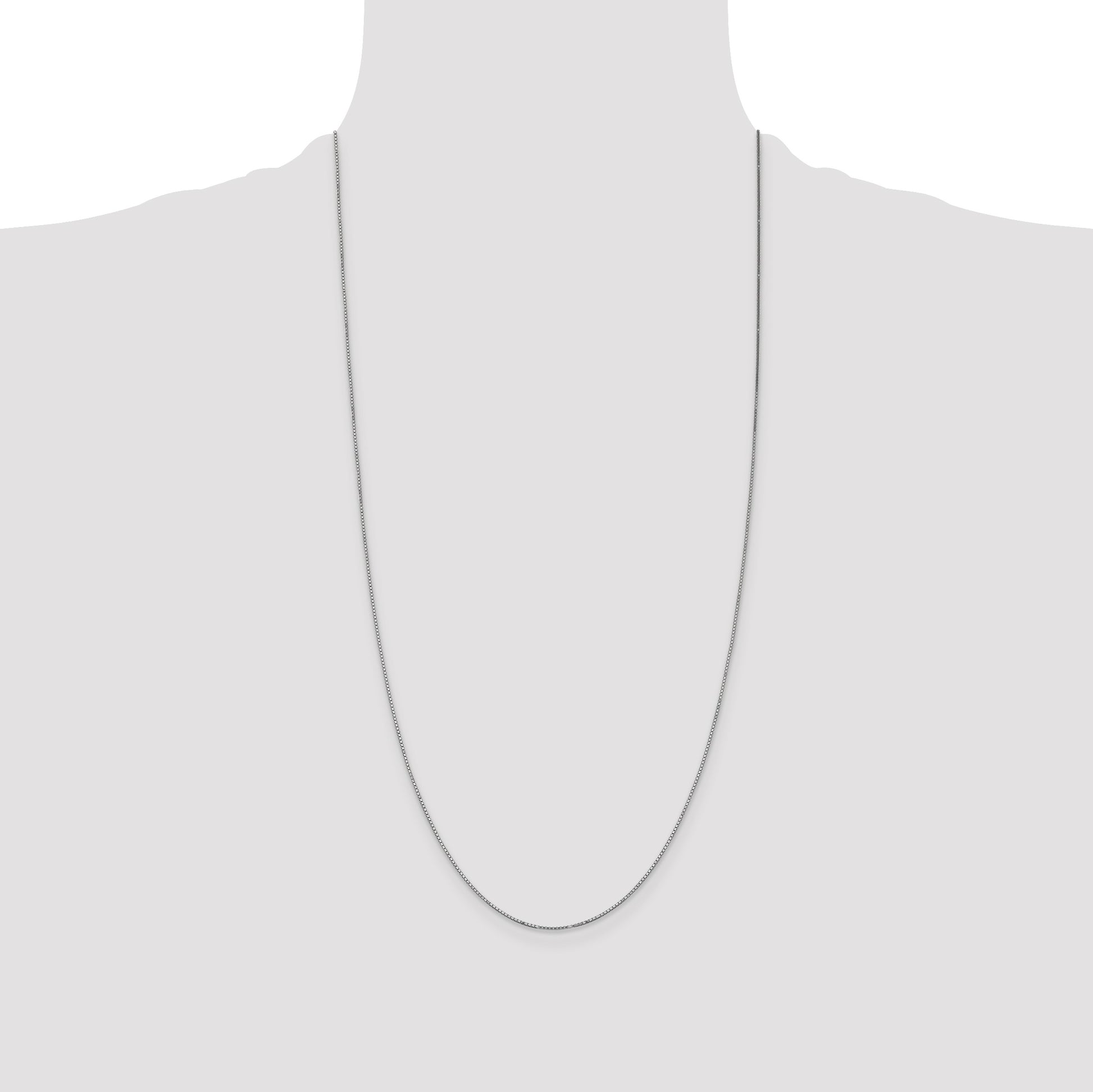 14K White Gold 28 inch .9mm Box with Spring Ring Clasp Chain