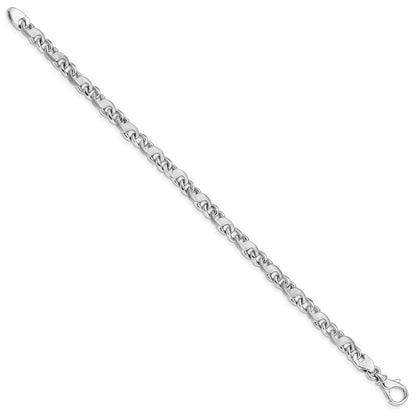 14K White Gold 8 inch 5.4mm Hand Polished and Satin Fancy S-Link with Fancy Lobster Clasp Bracelet