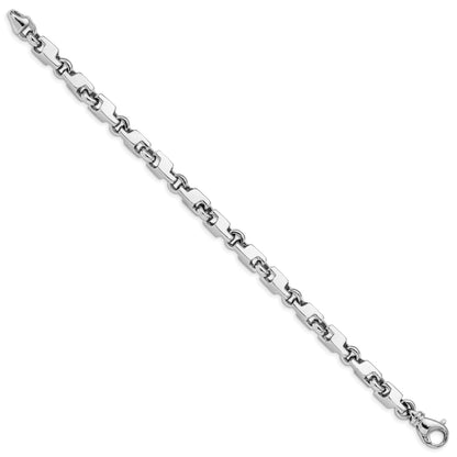 14K White Gold 8.5 inch 6.6mm Hand Polished Fancy Link with Fancy Lobster Clasp Bracelet