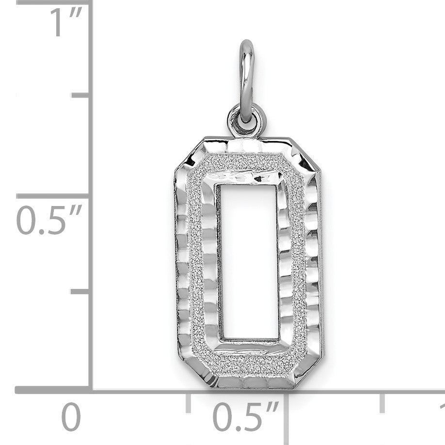 14kw Large Brushed Diamond-cut Number 0 Charm