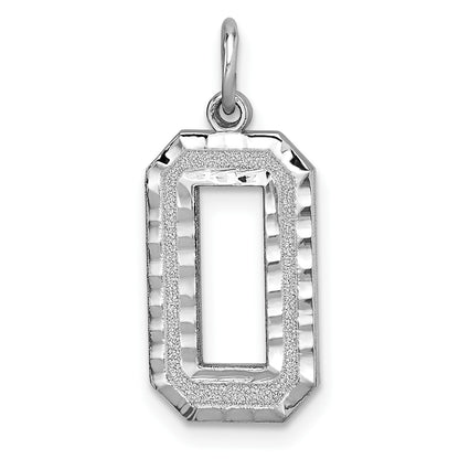 14kw Large Brushed Diamond-cut Number 0 Charm