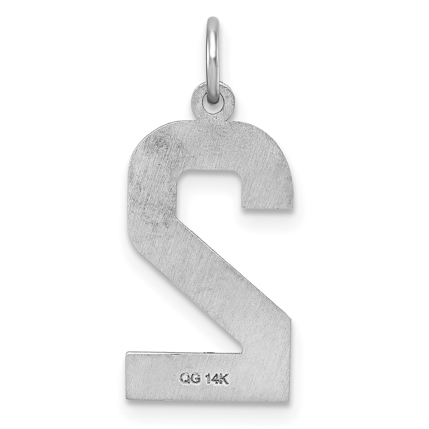 14kw Large Brushed Diamond-cut  Number 2 Charm