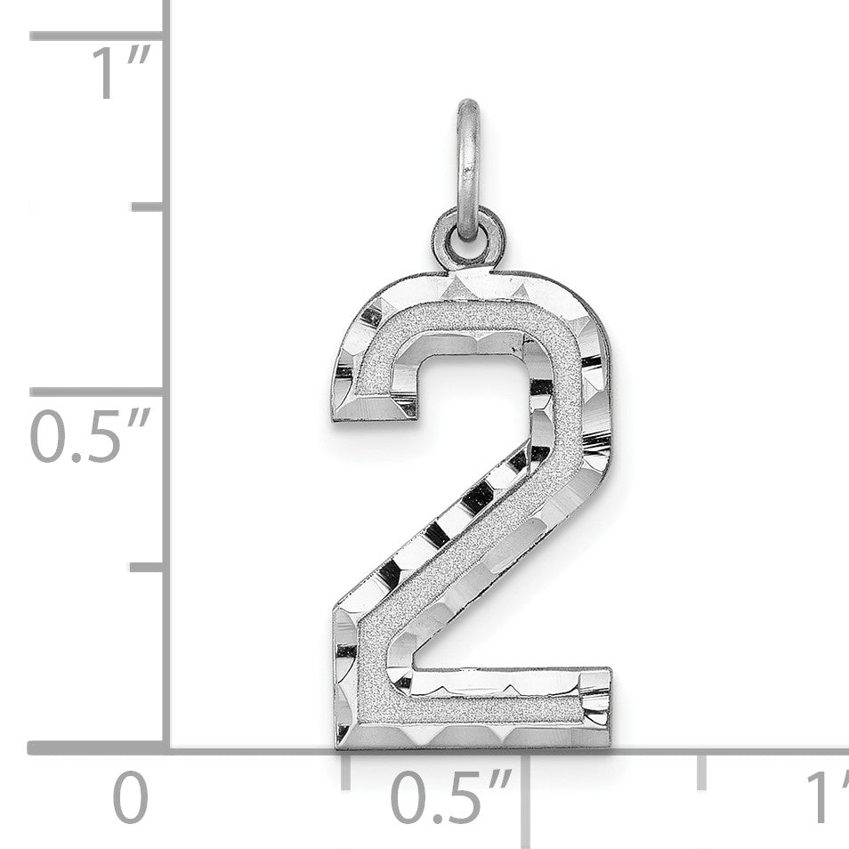 14kw Large Brushed Diamond-cut  Number 2 Charm