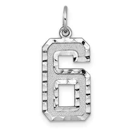 14kw Large Brushed Diamond-cut  Number 6 Charm
