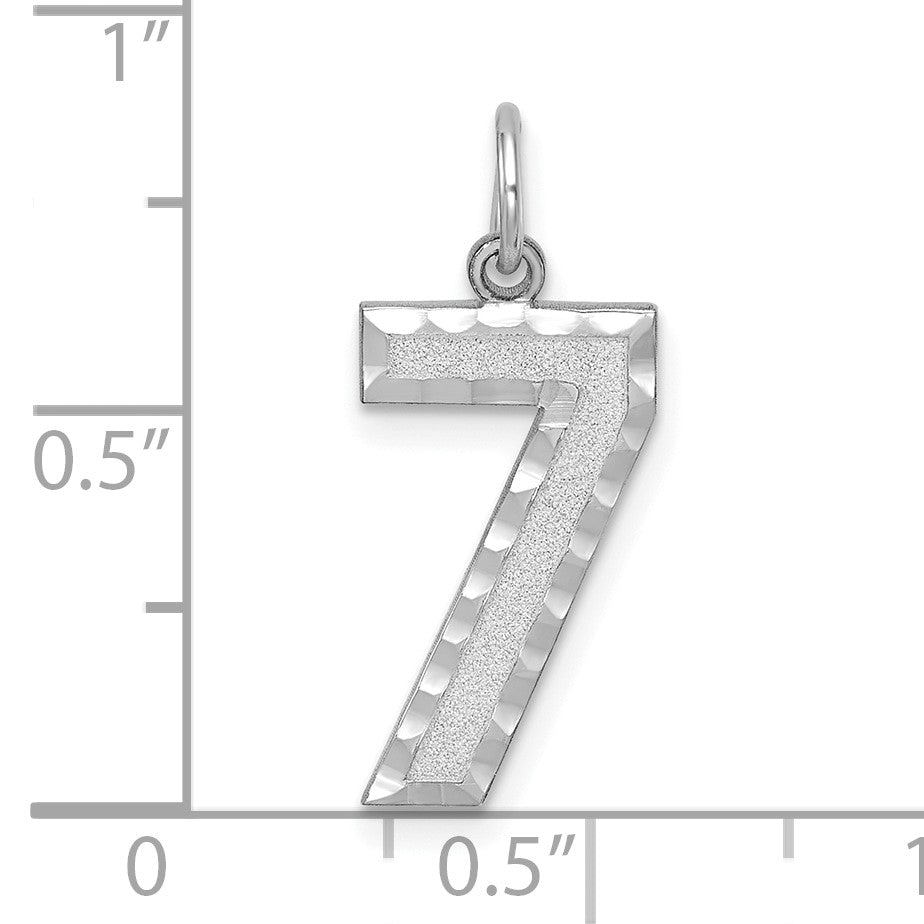 14kw Large Brushed Diamond-cut  Number 7 Charm