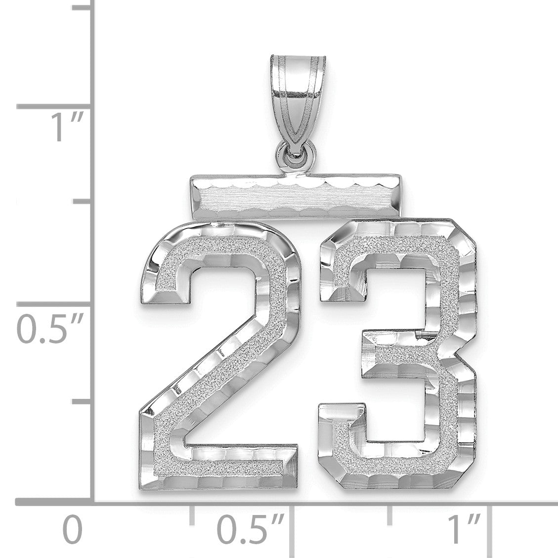 14kw Large Brushed Diamond-cut Number 23 Charm