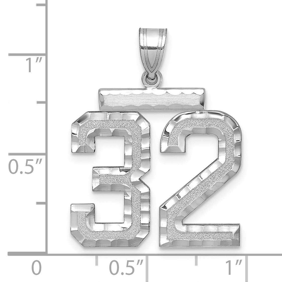 14kw Large Brushed Diamond-cut Number 32 Charm