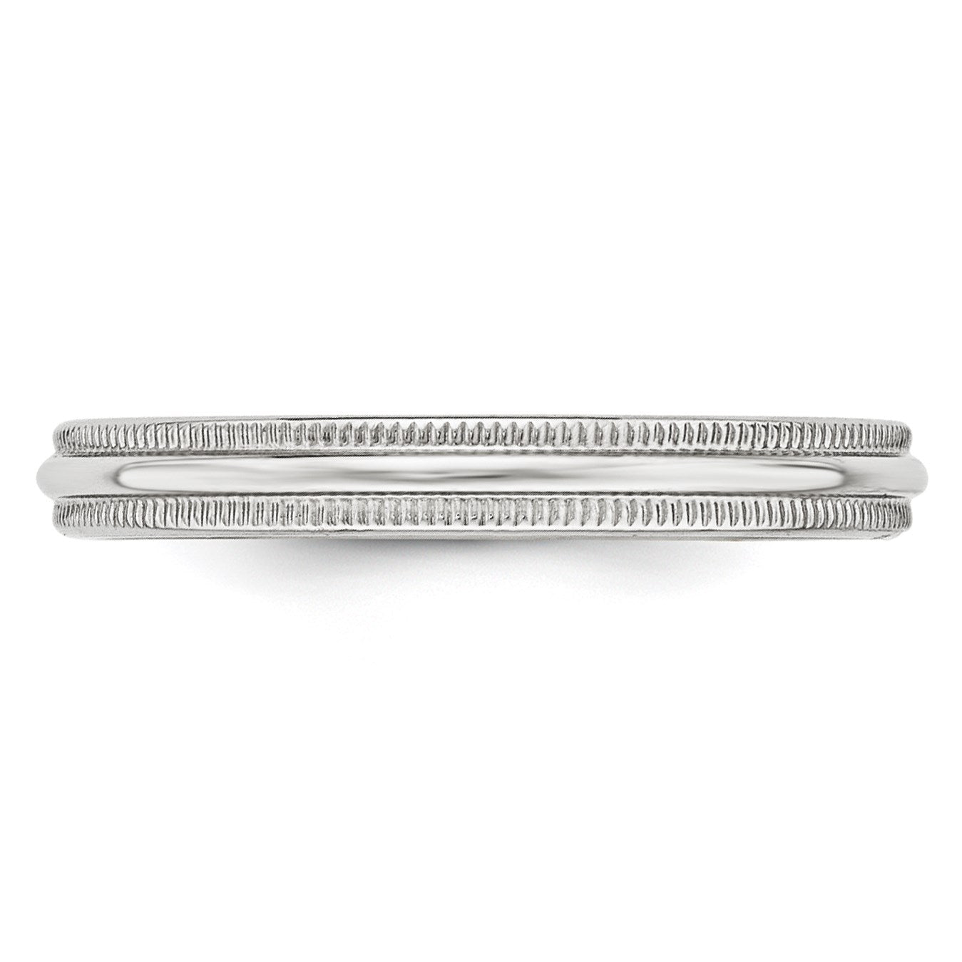 14k White Gold 3mm Milgrain Half Round Wedding Band Size 8.5