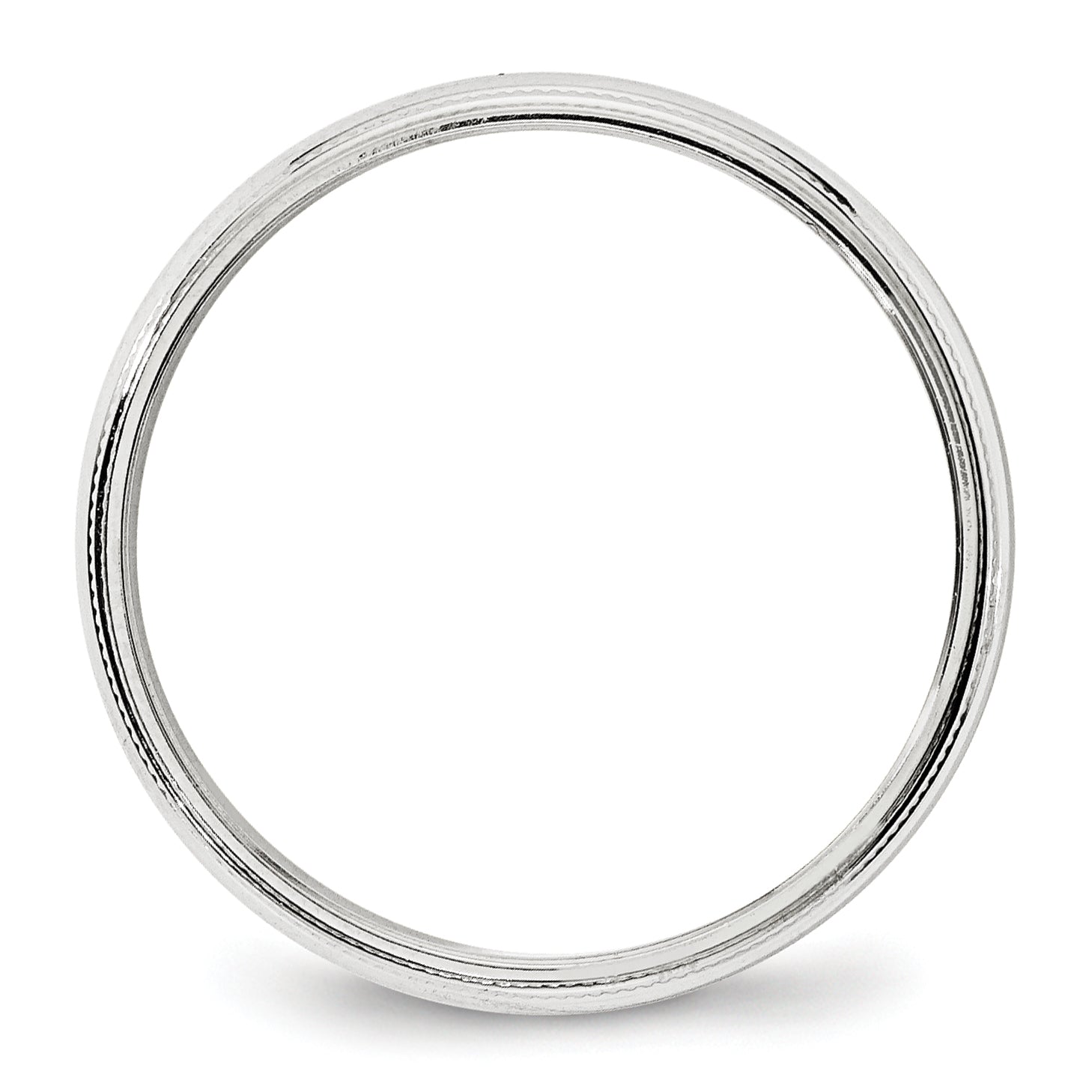 14k White Gold 4mm Milgrain Half Round Wedding Band Size 9