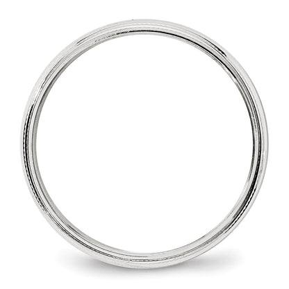 14k White Gold 4mm Milgrain Half Round Wedding Band Size 13.5