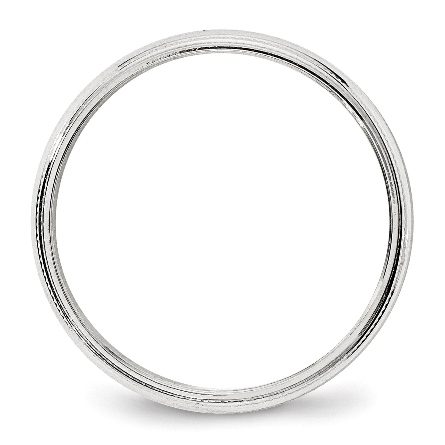 14k White Gold 4mm Milgrain Half Round Wedding Band Size 11