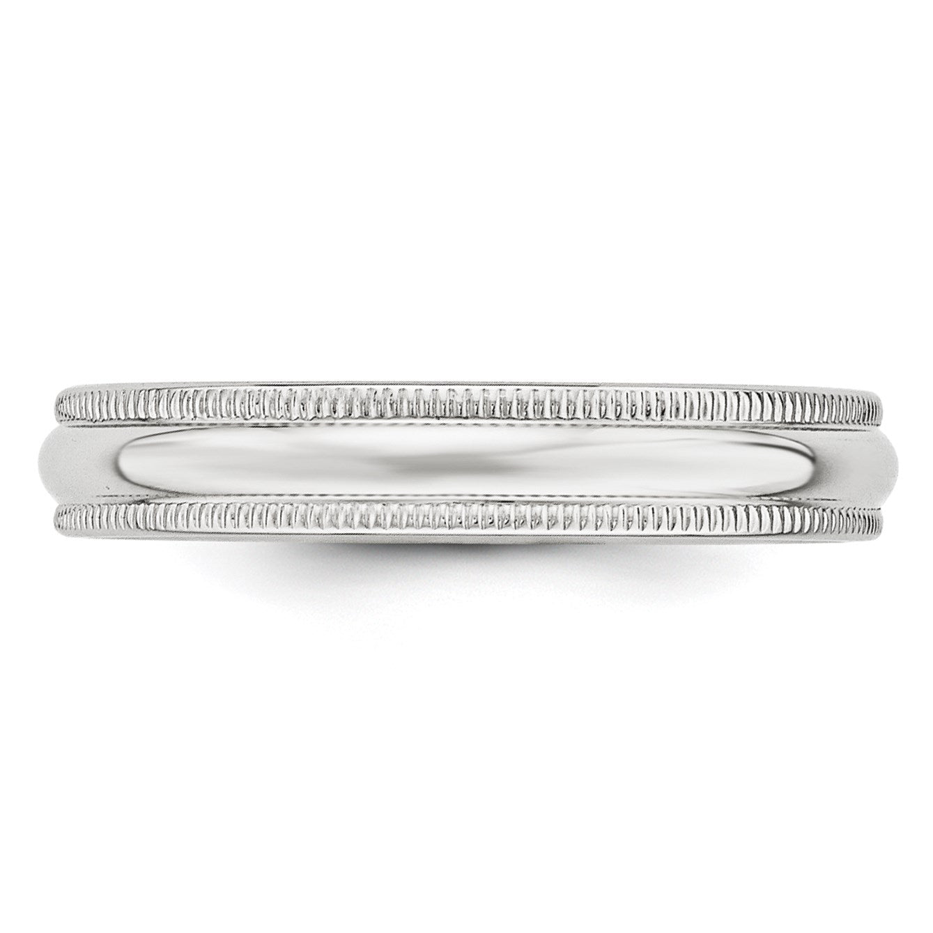 14k White Gold 4mm Milgrain Half Round Wedding Band Size 10