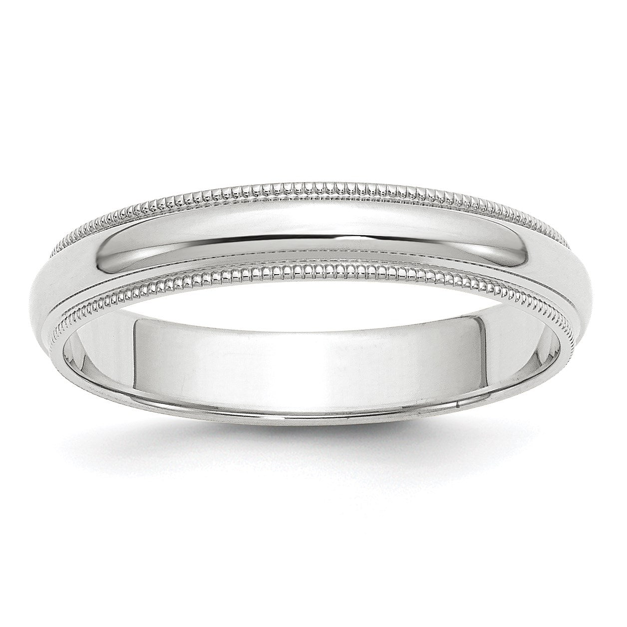 14k White Gold 4mm Milgrain Half Round Wedding Band Size 5