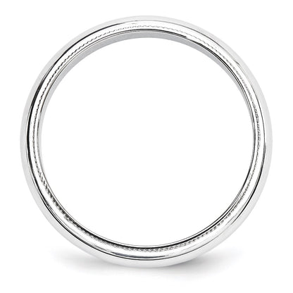 14k White Gold 5mm Milgrain Half Round Wedding Band Size 10