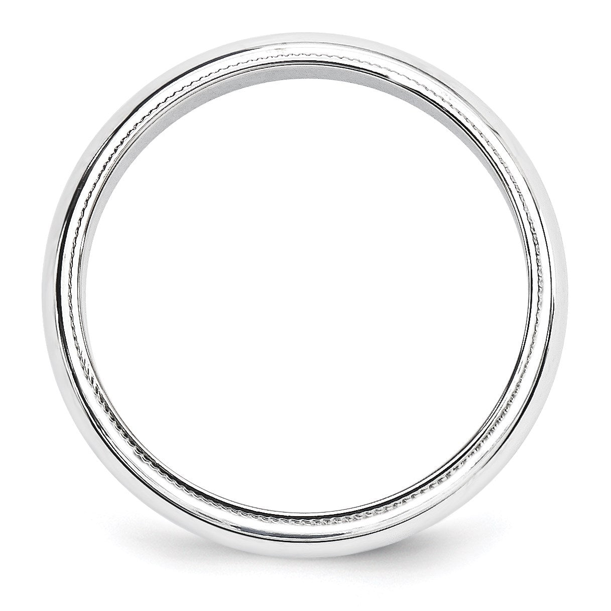 14k White Gold 5mm Milgrain Half Round Wedding Band Size 9