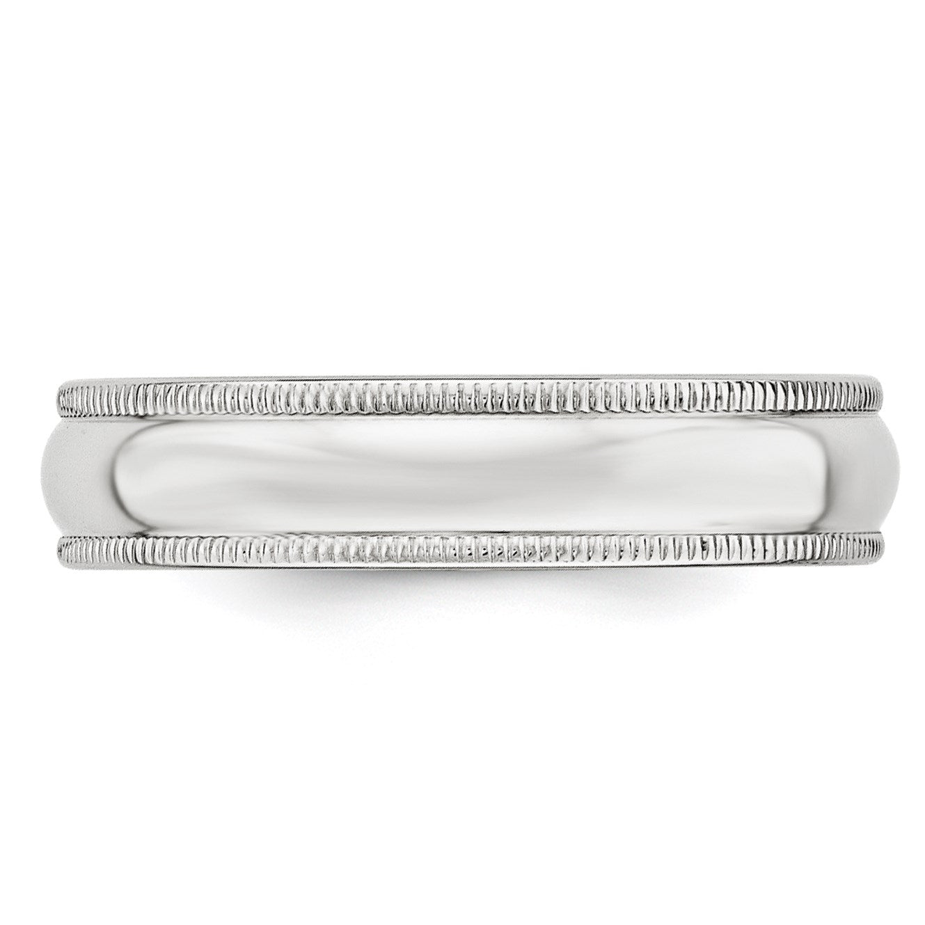 14k White Gold 5mm Milgrain Half Round Wedding Band Size 11.5