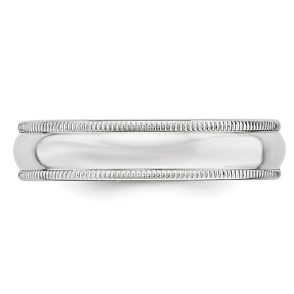 14k White Gold 5mm Milgrain Half Round Wedding Band Size 11.5