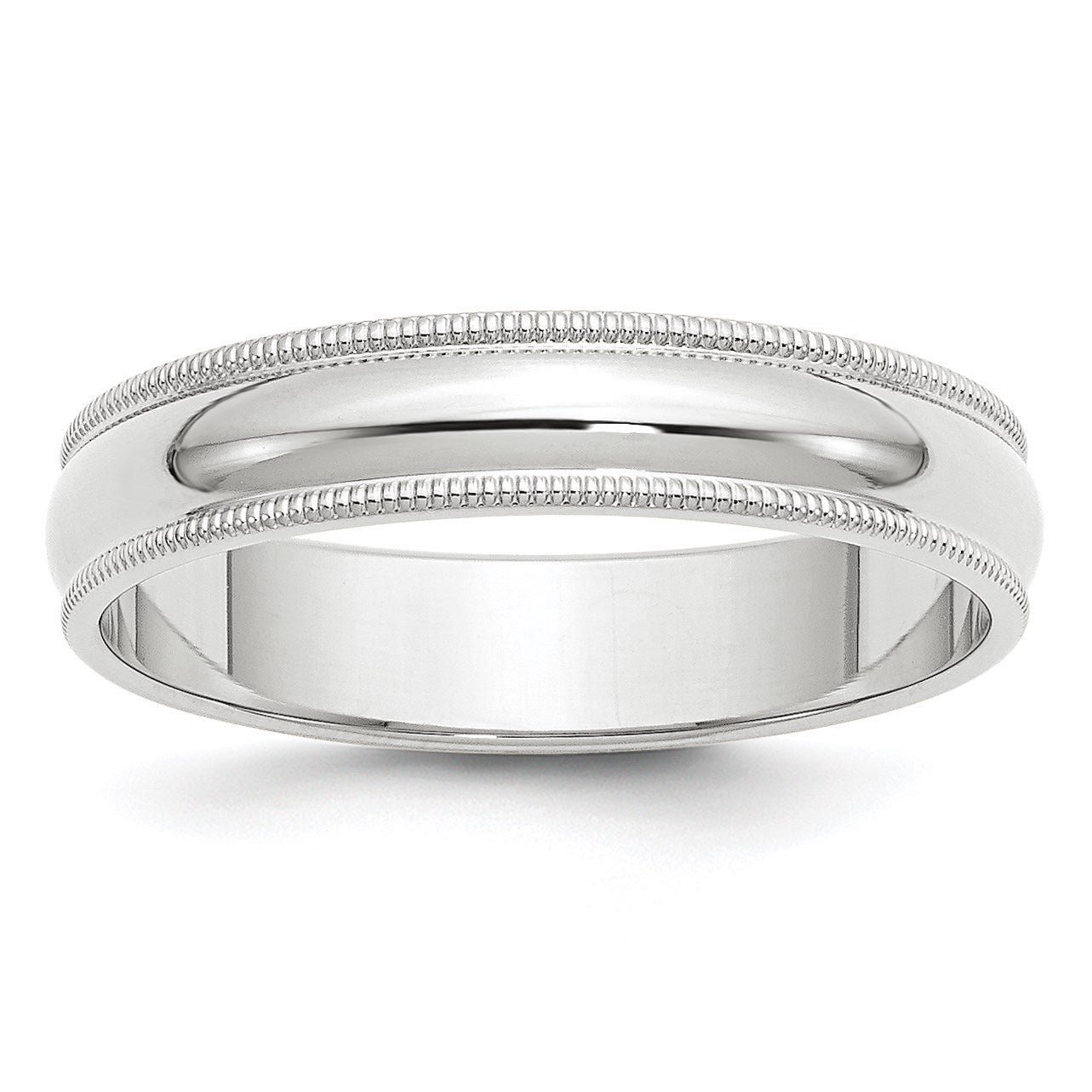 14k White Gold 5mm Milgrain Half Round Wedding Band Size 11.5
