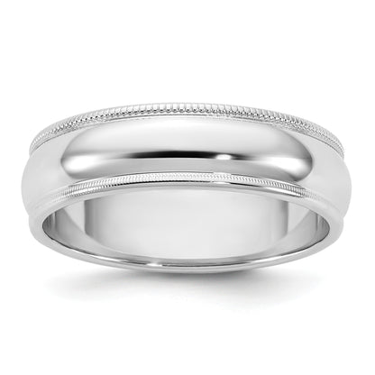 14KW 5.5mm Milgrain Half Round Band Size 6