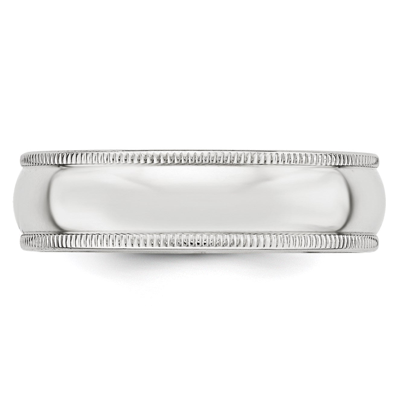 14k White Gold 6mm Milgrain Half Round Wedding Band Size 12