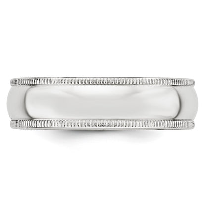 14k White Gold 6mm Milgrain Half Round Wedding Band Size 12