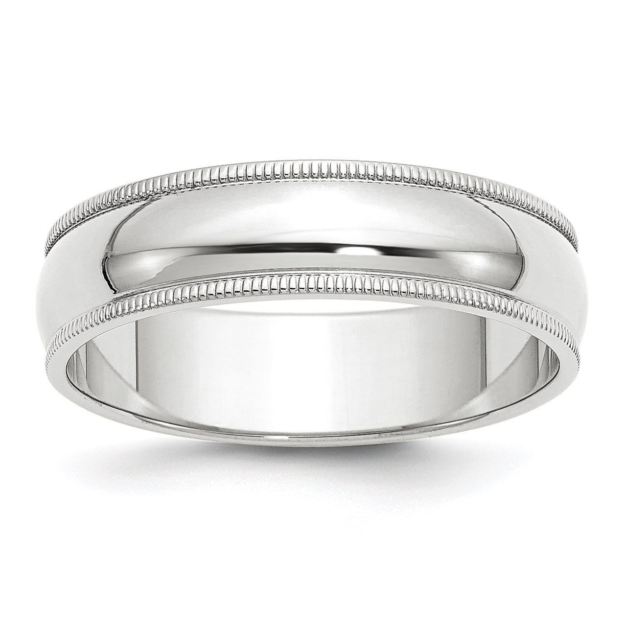 14k White Gold 6mm Milgrain Half Round Wedding Band Size 12