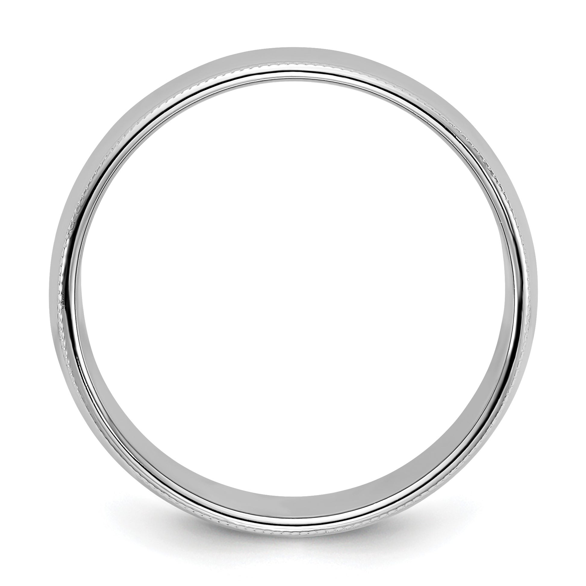 14k White Gold 8mm Milgrain Half Round Wedding Band Size 6