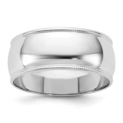 14k White Gold 8mm Milgrain Half Round Wedding Band Size 6