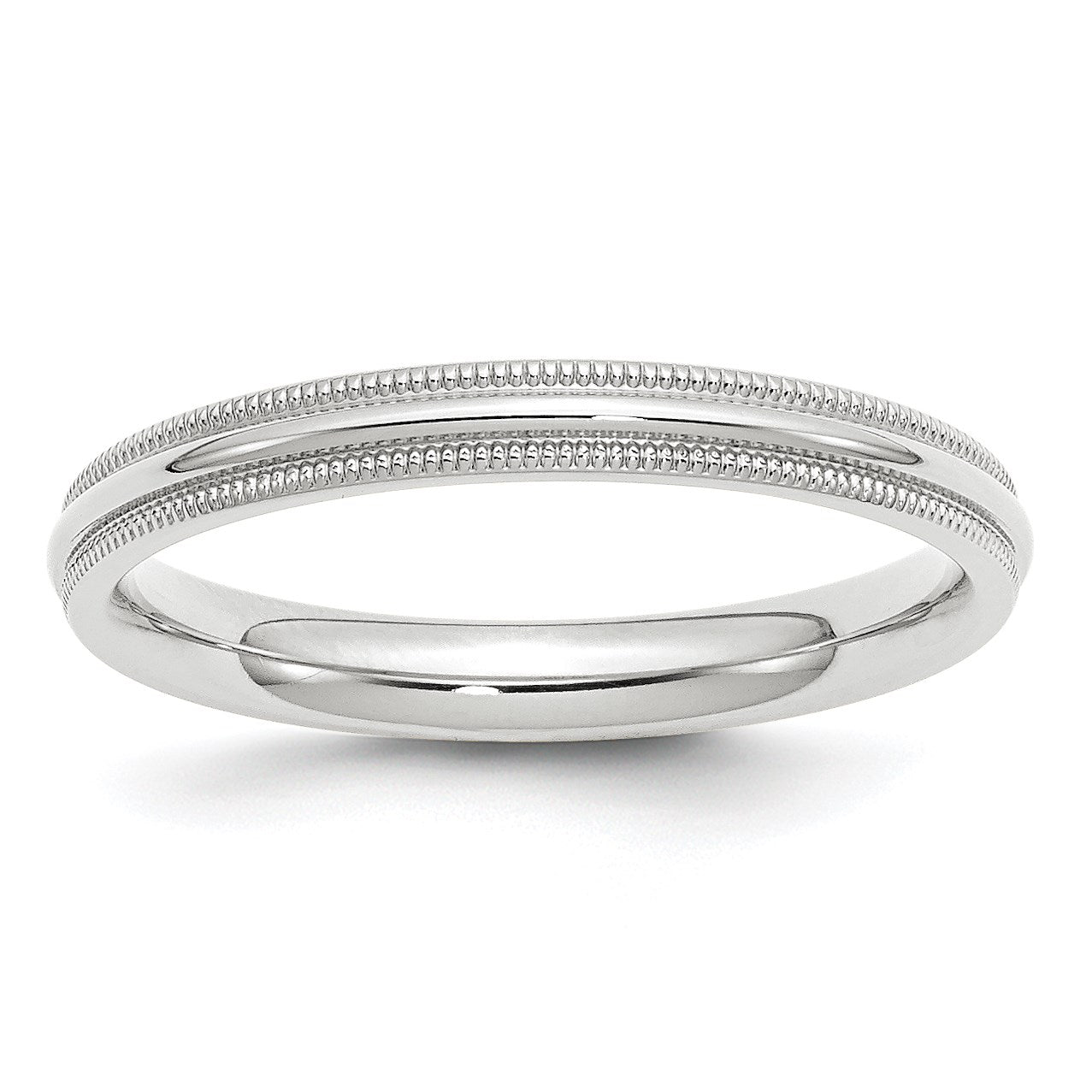 14k White Gold 3mm Milgrain Half Round Comfort Fit Wedding Band Size 4.5