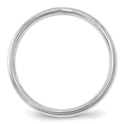 14k White Gold 4mm Milgrain Half Round Comfort Fit Wedding Band Size 5