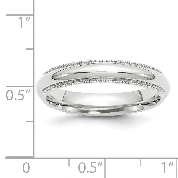 14k White Gold 4mm Milgrain Half Round Comfort Fit Wedding Band Size 12