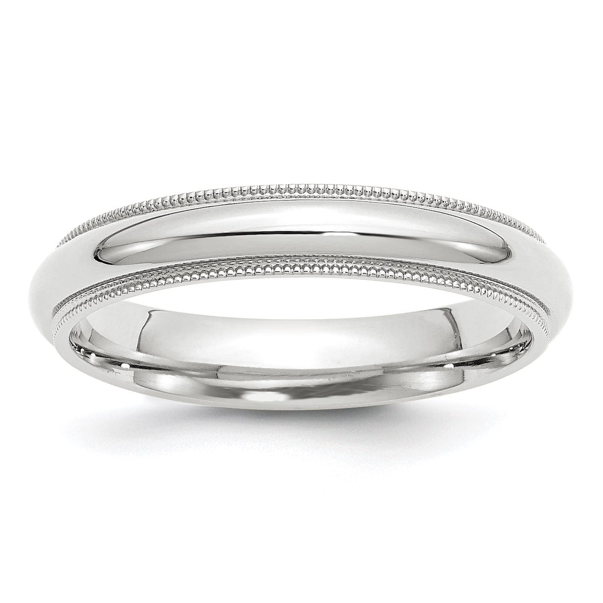 14k White Gold 4mm Milgrain Half Round Comfort Fit Wedding Band Size 5