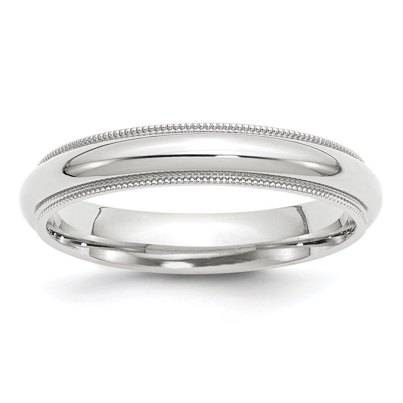 14k White Gold 4mm Milgrain Half Round Comfort Fit Wedding Band Size 8