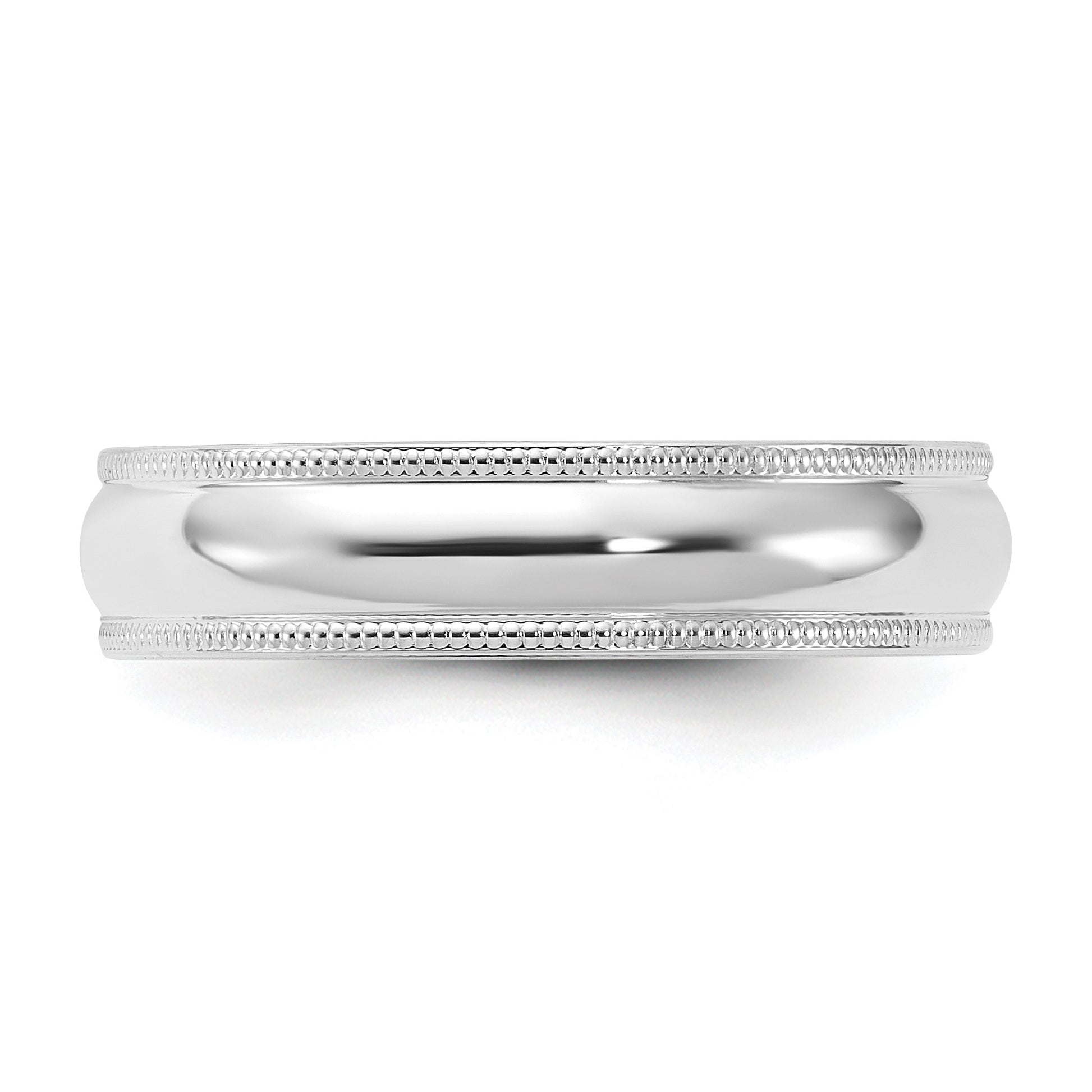 14k White Gold 5mm Milgrain Half Round Comfort Fit Wedding Band Size 10.5