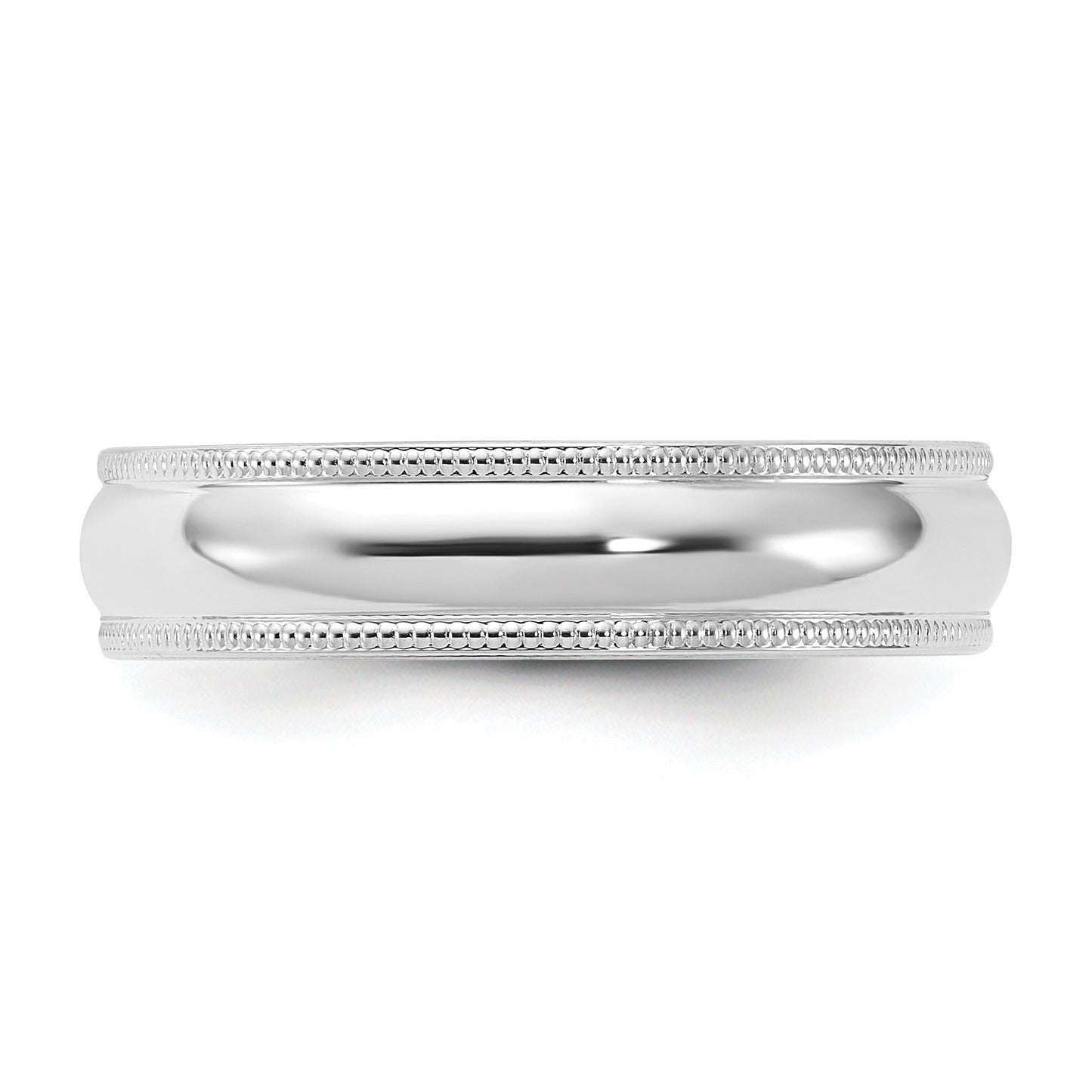 14k White Gold 5mm Milgrain Half Round Comfort Fit Wedding Band Size 7.5
