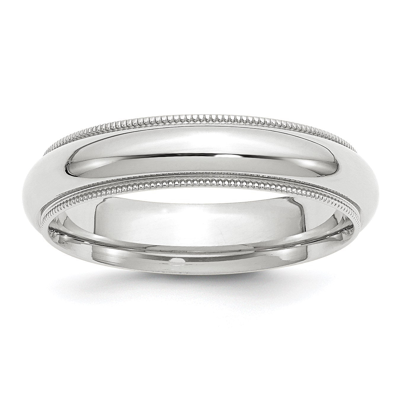14k White Gold 5mm Milgrain Half Round Comfort Fit Wedding Band Size 8.5