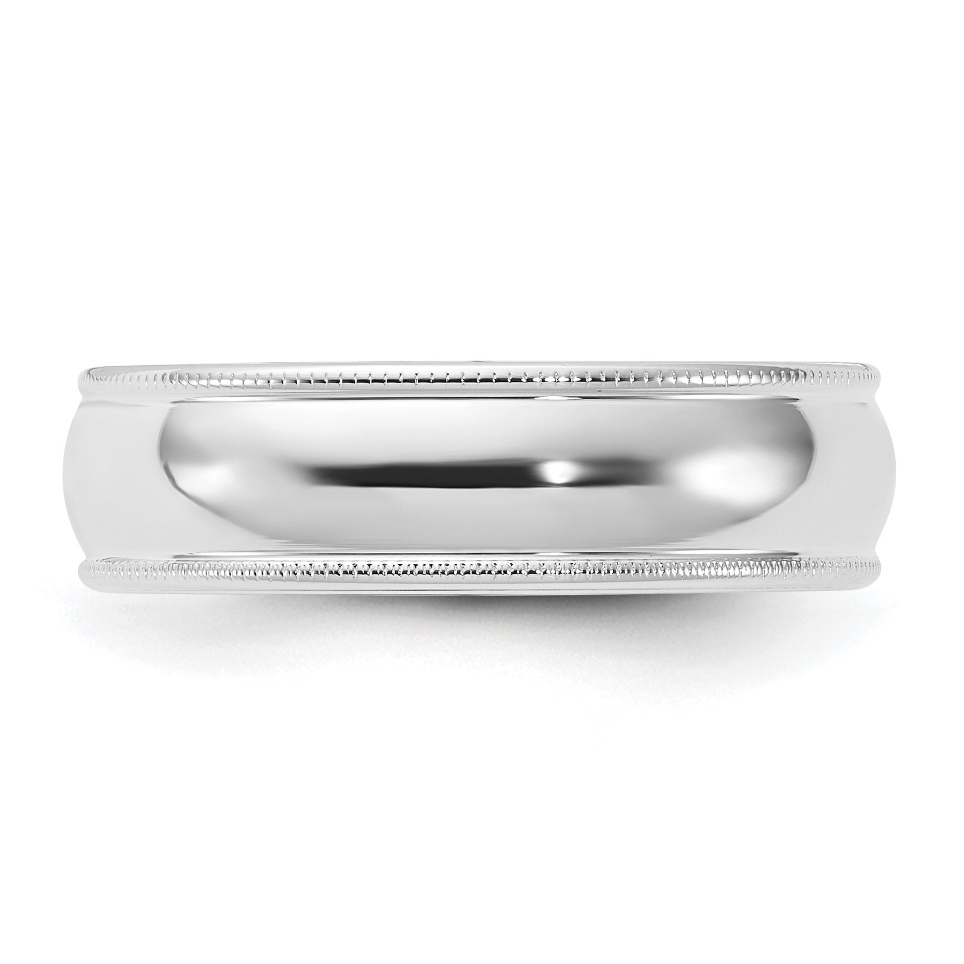 14k White Gold 6mm Milgrain Half Round Comfort Fit Wedding Band Size 7.5