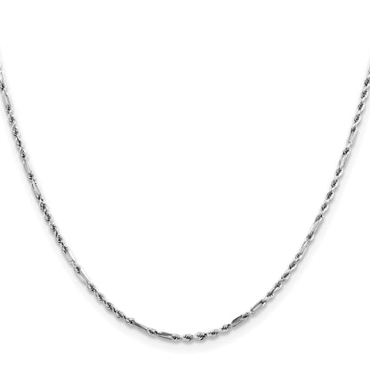 14k White Gold 1.8mm D/C Milano Rope Chain