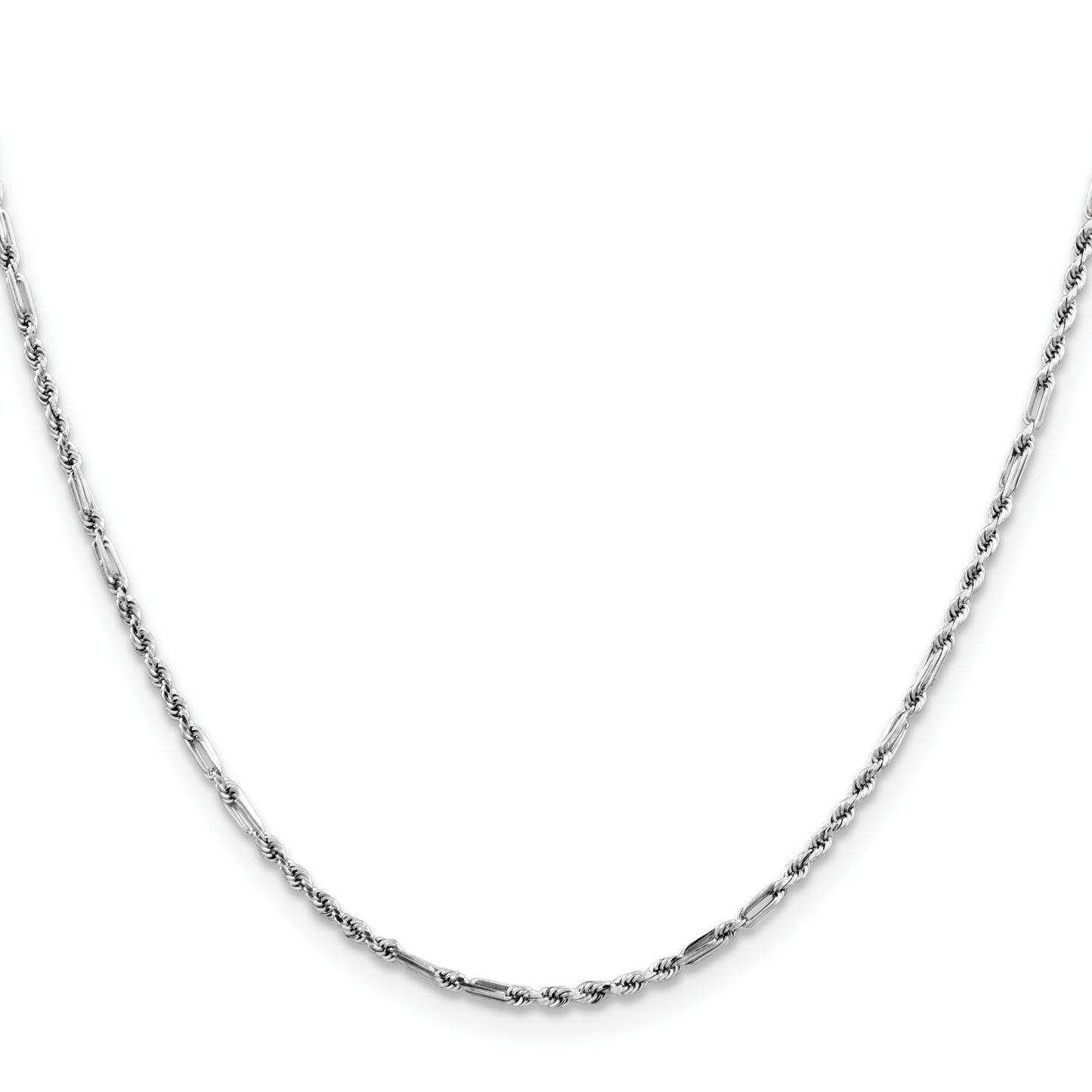 14K White Gold 20 inch  1.8mm Diamond-cut Milano Rope with Lobster Clasp Chain