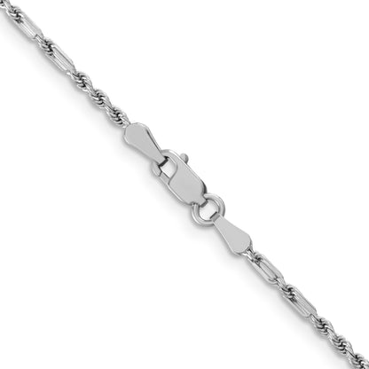 14k White Gold 1.8mm D/C Milano Rope Chain
