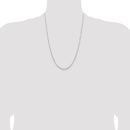 14K White Gold 24 inch  1.8mm Diamond-cut Milano Rope with Lobster Clasp Chain