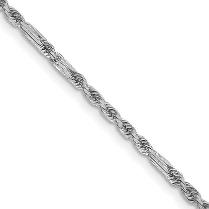 14k White Gold 1.8mm D/C Milano Rope Chain
