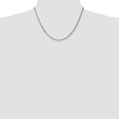 14k White Gold 2.5mm D/C Milano Rope Chain