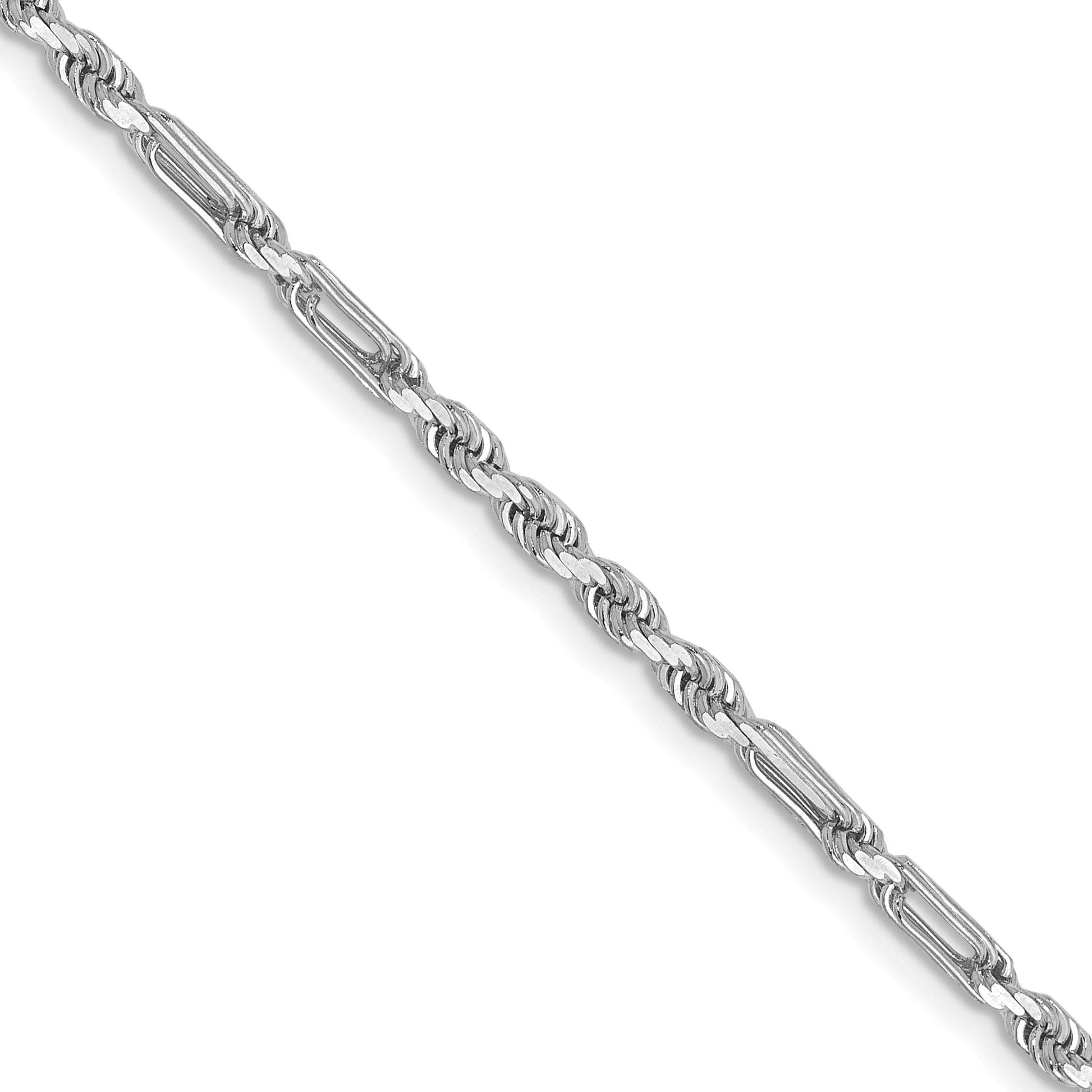 14k White Gold 2.5mm D/C Milano Rope Chain