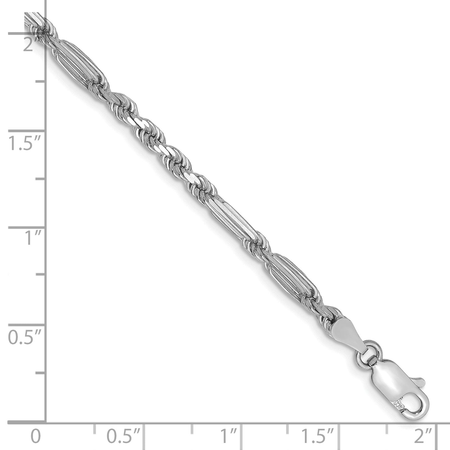 14k White Gold 3.0mm D/C Milano Rope Chain