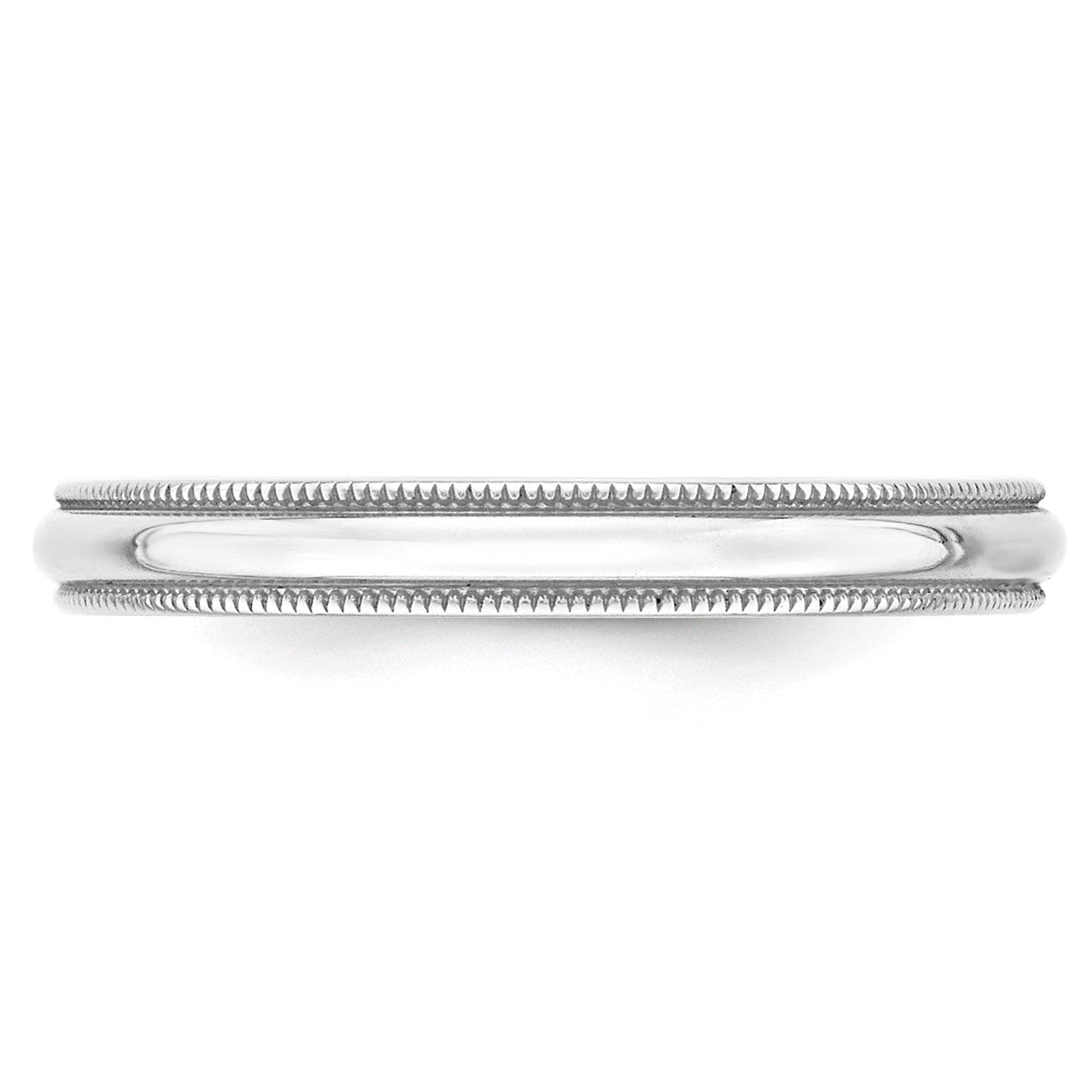14k White Gold 3mm Lightweight Milgrain Half Round Wedding Band Size 14