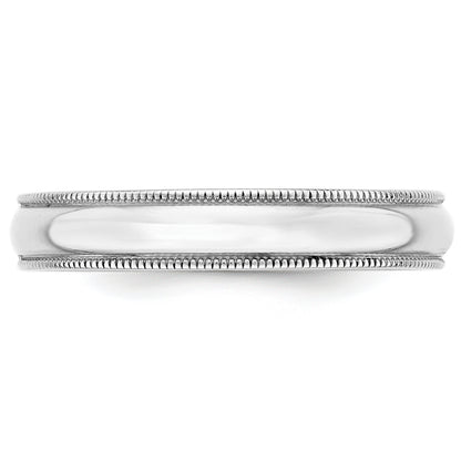 14k White Gold 4mm Lightweight Milgrain Half Round Wedding Band Ring Size 7.5