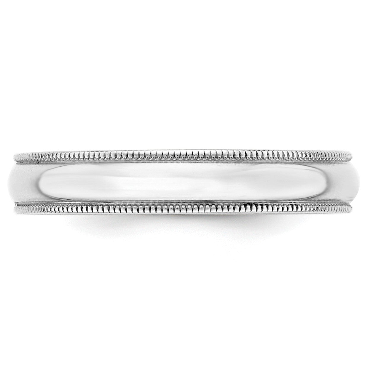 14k White Gold 4mm Lightweight Milgrain Half Round Wedding Band Size 6